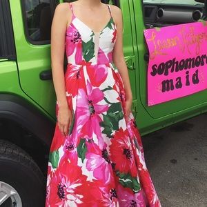 Fun floral ballgown, juniors size 7 for $30.
